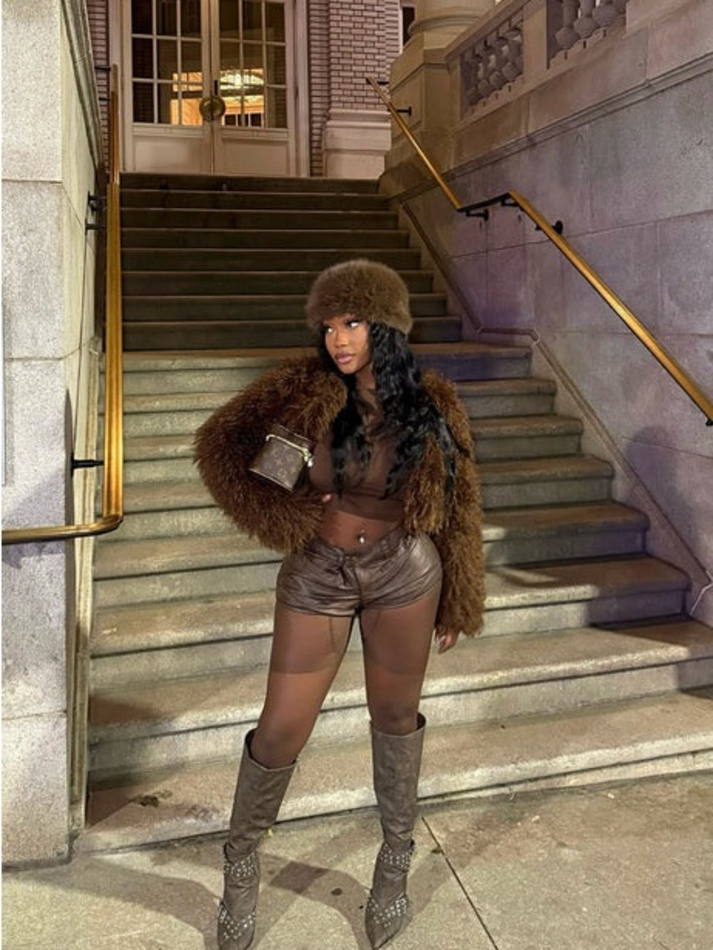 Fashion Nova Brown Teddy Fur Jacket